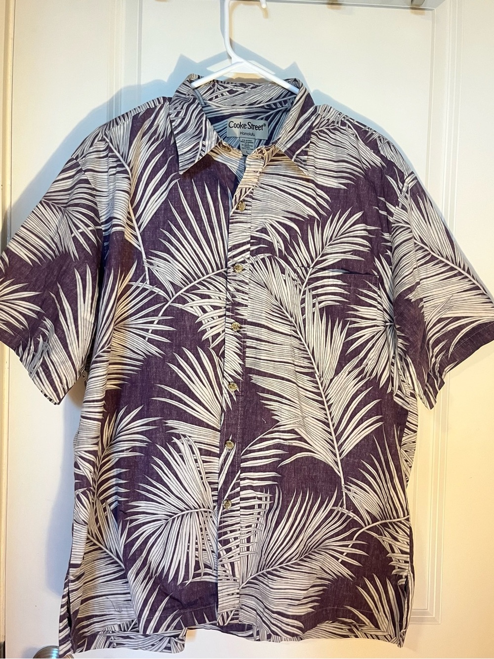 Men’s Purple Palm Print Button-Down Shirt
